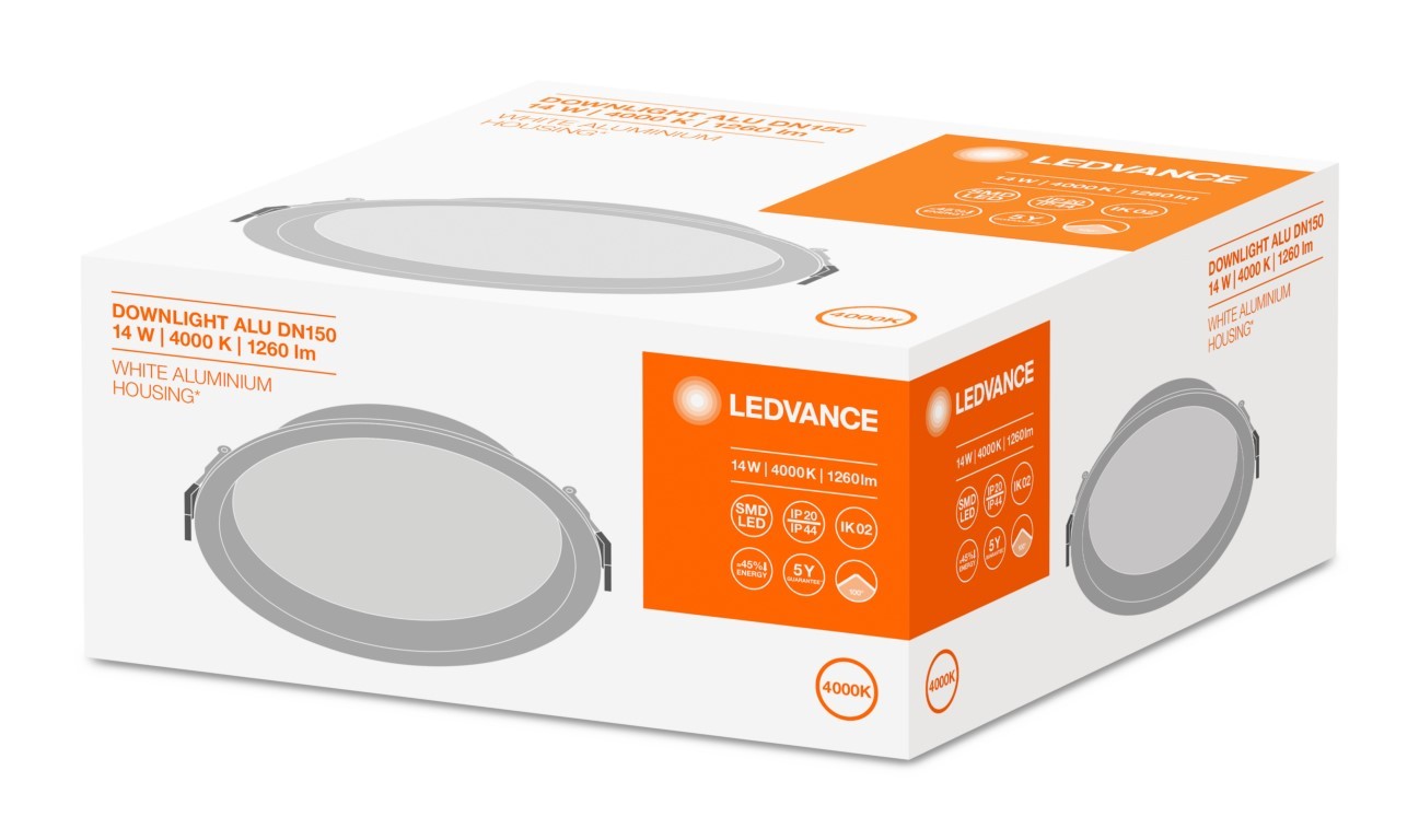 Ledvance LED Downlight Performance DN155 Zigbee Vit 14W 1600lm - 840  Kallvit | 180mm - Utskärning 155mm
